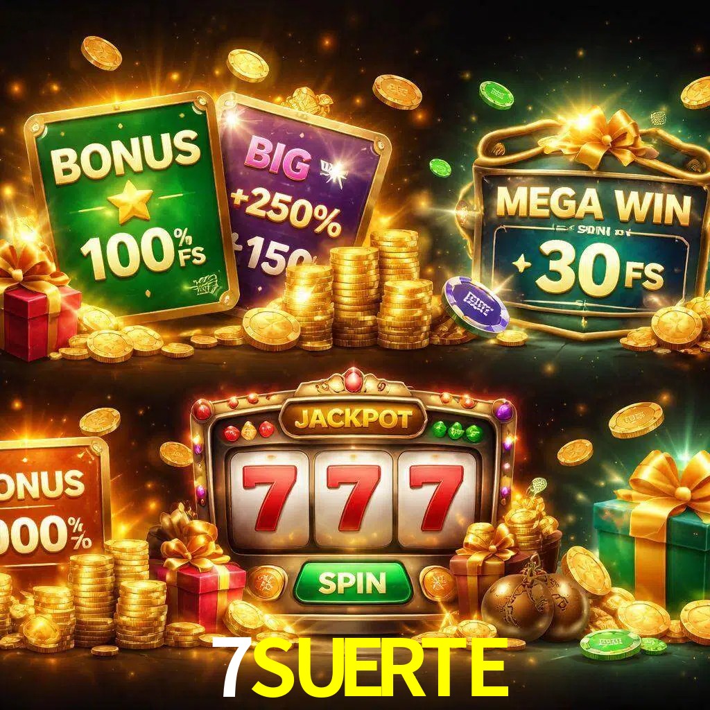 Tipos de bonos 7SUERTE incluyendo recompensas de bienvenida y promociones continuas