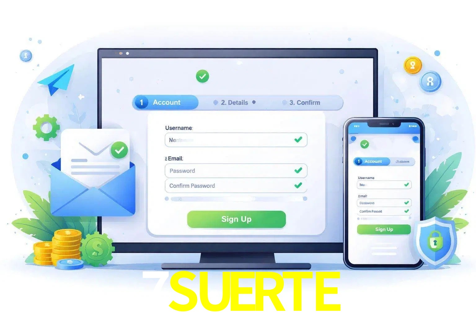 Registro de nuevo usuario y configuración de cuenta 7SUERTE
